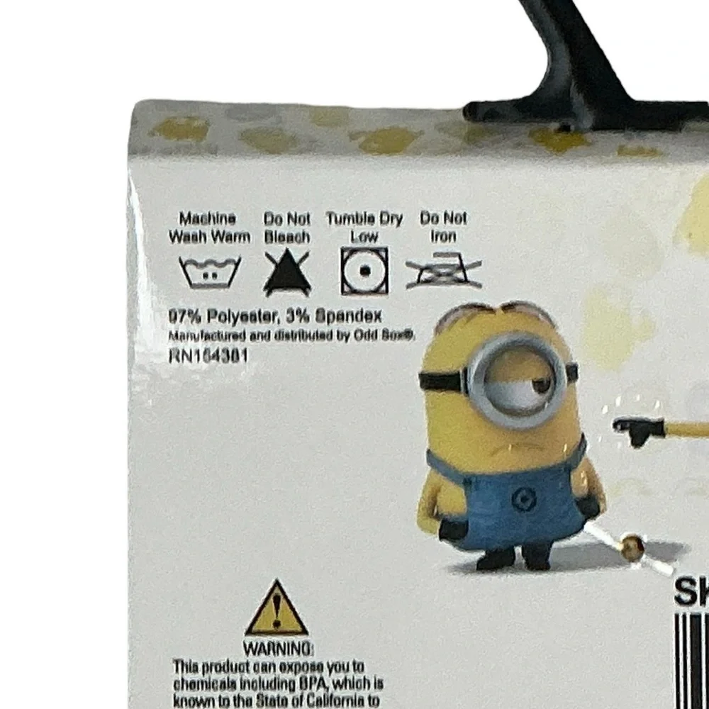 Despicable Me Minions  Novelty Crew Socks Yellow Blue Unisex Mens 6-12 Shoe Size